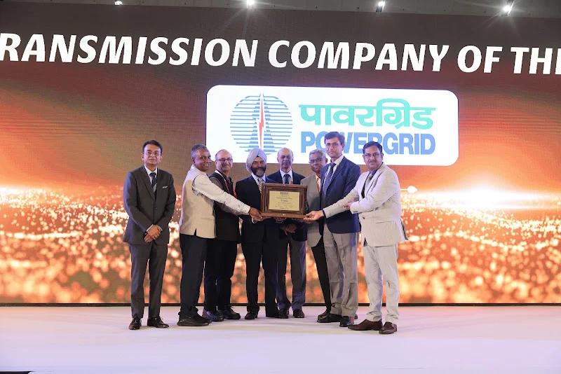 Power Grid transmission award recipients on the Bharat Electricity 2025 awards stage