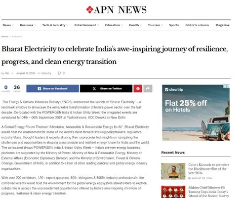 APN News | Bharat Electricity to Celebrate India's Awe-inspiring Journey of Resilience, Progress, and Clean Energy Transition