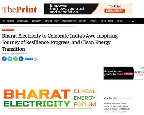 The Print | Bharat Electricity to Celebrate India's Awe-inspiring Journey of Resilience, Progress, and Clean Energy Transition
