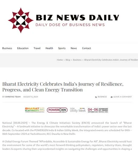 Biz News Daily | Bharat Electricity to Celebrate India's Awe-inspiring Journey of Resilience, Progress, and Clean Energy Transition