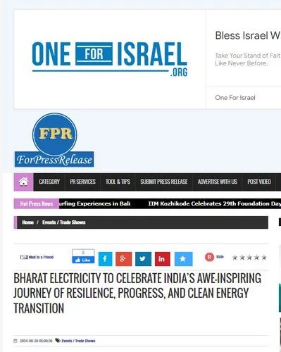 One For Israel | Bharat Electricity to Celebrate India's Awe-inspiring Journey of Resilience, Progress, and Clean Energy Transition