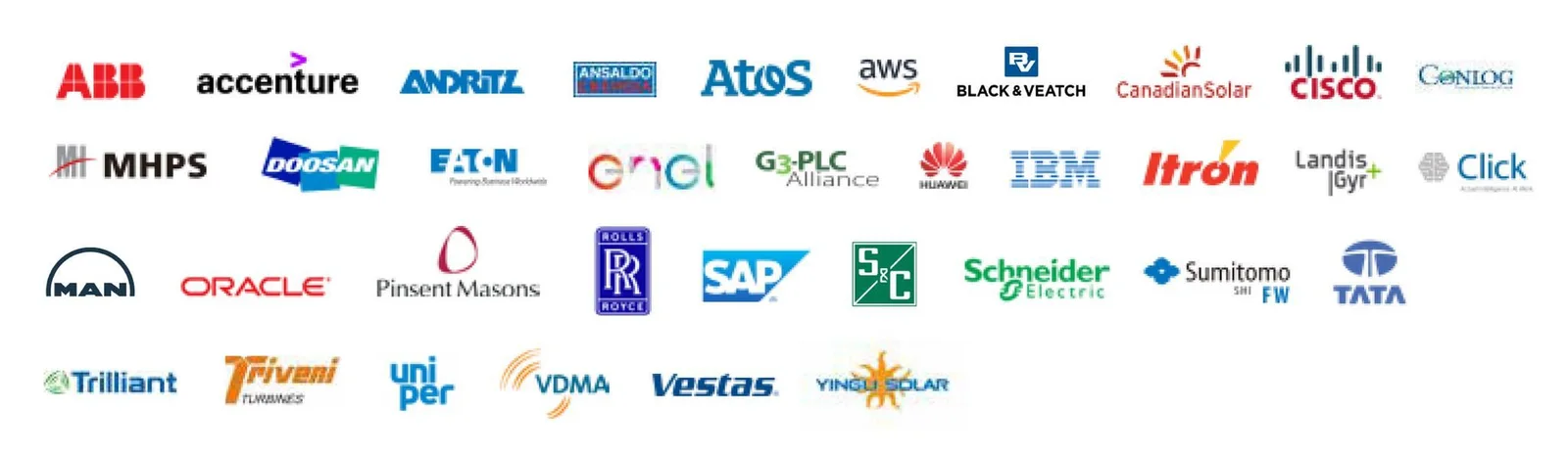 Published logo artwork of previous global exhibitors and partners