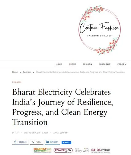 Couture Fashion | Bharat Electricity to Celebrate India's Awe-inspiring Journey of Resilience, Progress, and Clean Energy Transition