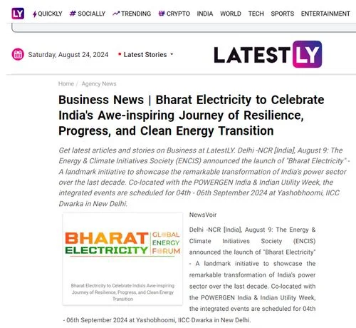 LatestLY | Bharat Electricity to Celebrate India's Awe-inspiring Journey of Resilience, Progress, and Clean Energy Transition